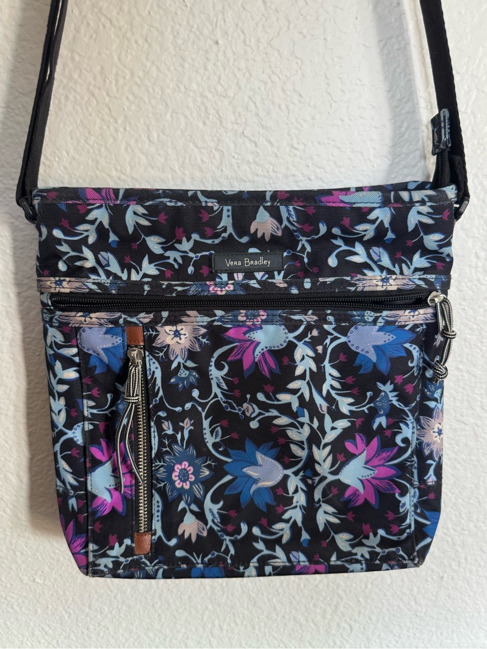 Vera Bradley Blue Purple Floral Crossbody Purse Bag